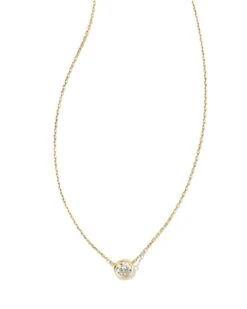 Audrey 14k Yellow Gold Pendant Necklace In White Diamond, .25ct