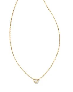 Audrey 14k Yellow Gold Pendant Necklace In White Diamond