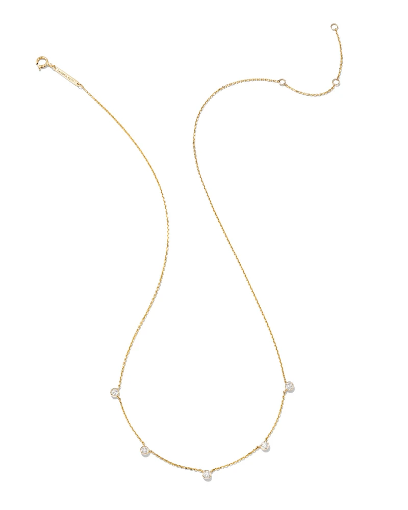 Audrey 14k Yellow Gold Strand Necklace In White Diamond 6 Audrey 14k Yellow Gold Strand Necklace In White Diamond - Image 4