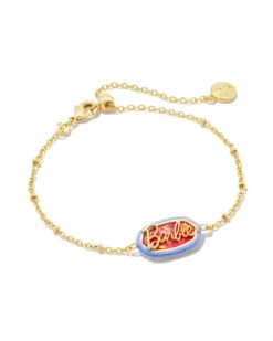 Barbie™ X Kendra Scott Gold Elaina Satellite Reversible Bracelet In Pink Iridescent Glitter Glass