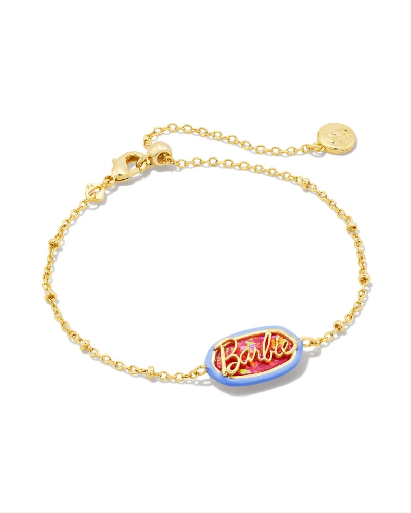 Barbie™ X Kendra Scott Gold Elaina Satellite Reversible Bracelet In Pink Iridescent Glitter Glass 3 Barbie™ X Kendra Scott Gold Elaina Satellite Reversible Bracelet In Pink Iridescent Glitter Glass