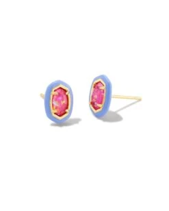 Barbie™ X Kendra Scott Gold Emilie Stud Earrings In Pink Iridescent Glitter Glass