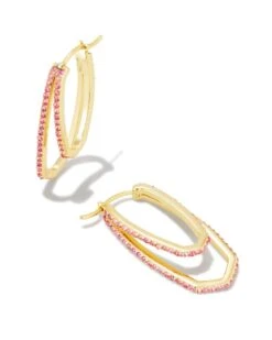 Barbie™ X Kendra Scott Gold Hoop Earrings In Pink Crystal