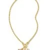 Barbie™ X Kendra Scott Gold Pearl Charm Convertible Necklace In Pink Iridescent Glitter Glass -Kendra Scott Jewelry Store kendra scott barbie pearl charm convertible necklace gold pink iridescent glitter glass 01