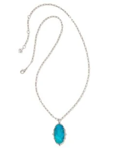 Baroque Ella Vintage Silver Long Pendant Necklace In Variegated Dark Teal Magnesite 5 Baroque Ella Vintage Silver Long Pendant Necklace In Variegated Dark Teal Magnesite -Kendra Scott Jewelry Store kendra scott baroque ella long pendant necklace vintage silver teal howlite 00