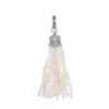 Beaded Vintage Silver Tassel Charm In Ivory Pearl