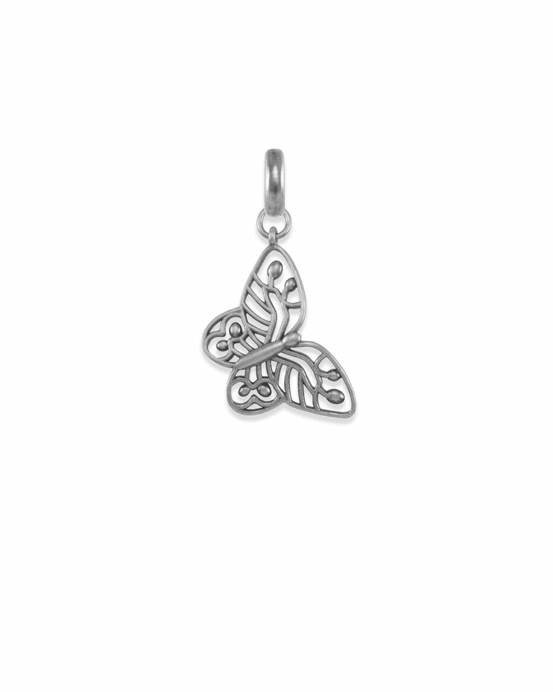 Breast Cancer Butterfly Charm In Vintage Silver 4 Breast Cancer Butterfly Charm In Vintage Silver - Image 2