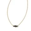 Bridgete Gold Pendant Necklace In Black Drusy