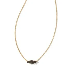 Bridgete Gold Pendant Necklace In Black Drusy
