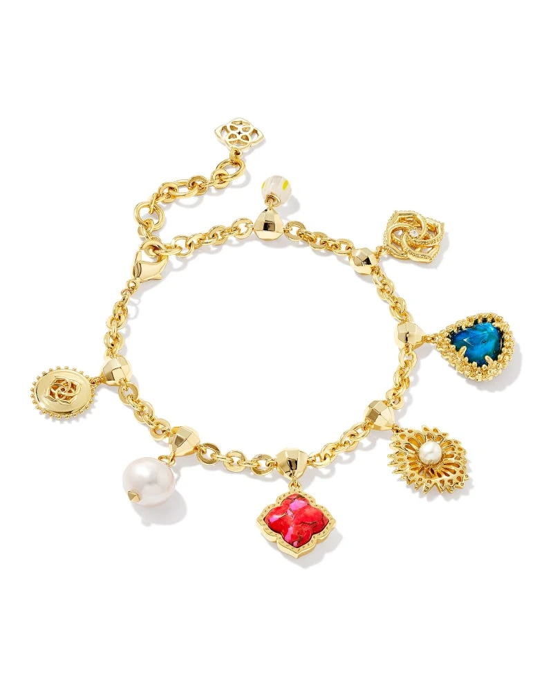 Brielle Gold Charm Bracelet In Multi Mix 3 Brielle Gold Charm Bracelet In Multi Mix