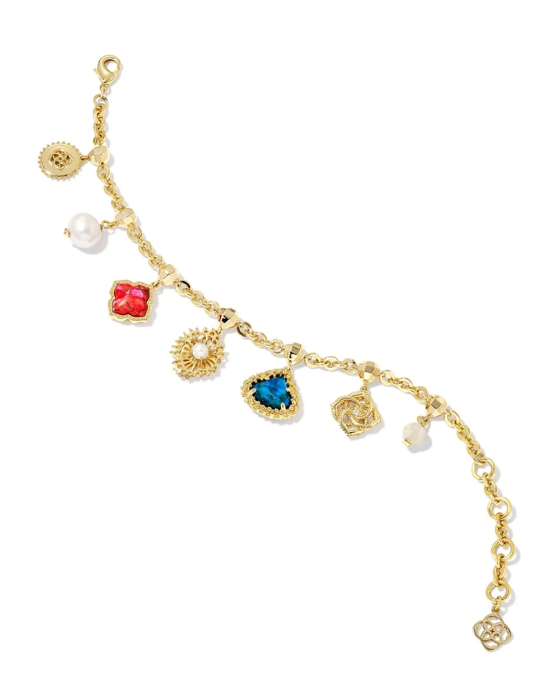 Brielle Gold Charm Bracelet In Multi Mix 4 Brielle Gold Charm Bracelet In Multi Mix - Image 2