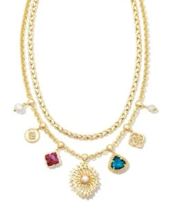 Brielle Convertible Gold Charm Necklace In Multi Mix