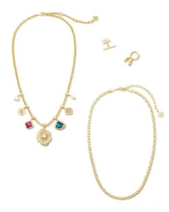Brielle Convertible Gold Charm Necklace In Multi Mix -Kendra Scott Jewelry Store kendra scott brielle charm necklace convertible gold multi 02