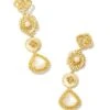Brielle Gold Linear Drop Earrings In Ivory Mother-of-Pearl