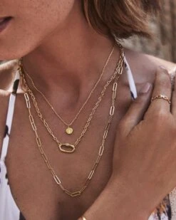 Bristol 18k Gold Vermeil Link Necklace In White Sapphire -Kendra Scott Jewelry Store kendra scott bristol link necklace 3