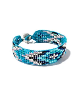 Britt Silver Beaded Bracelet In Turquoise Mix