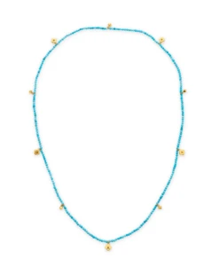 Britt Vintage Gold Convertible Stretch Necklace In Variegated Turquoise Magnesite