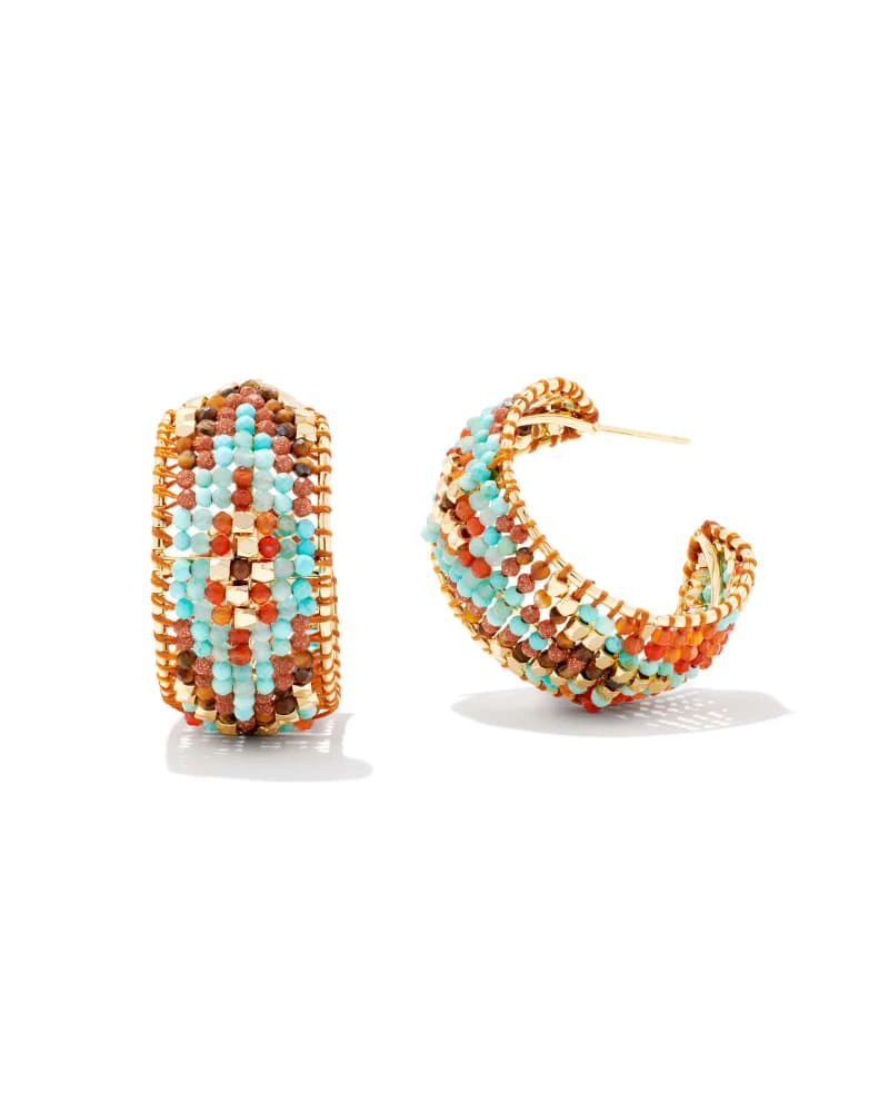 Britt Gold Hoop Earrings In Red Mix 3 Britt Gold Hoop Earrings In Red Mix