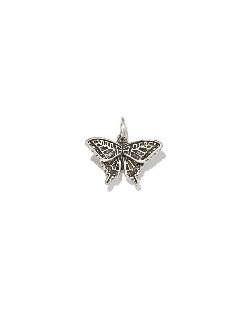 Butterfly Charm In Oxidized Sterling Silver 3 Butterfly Charm In Oxidized Sterling Silver