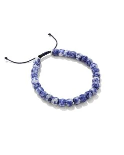 Cade Oxidized Sterling Silver Beaded Bracelet In Sodalite