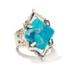 Cass Vintage Silver Cocktail Ring In Variegated Dark Teal Magnesite