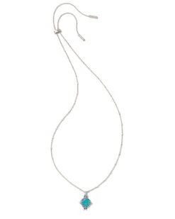 Cass Vintage Silver Long Pendant Necklace In Variegated Dark Teal Magnesite 5 Cass Vintage Silver Long Pendant Necklace In Variegated Dark Teal Magnesite -Kendra Scott Jewelry Store kendra scott cass long pendant necklace vintage silver teal howlite 00