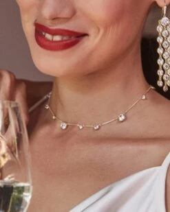 Clementine Choker Necklace In Gold -Kendra Scott Jewelry Store kendra scott clementine strand necklace brass white cz 1