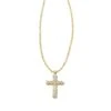 Cross Gold Pendant Necklace In White Crystal