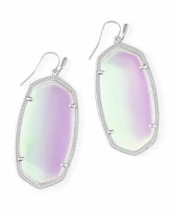 Danielle Silver Drop Earrings In Dichroic Glass