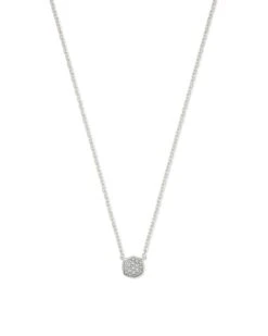 Davie Sterling Silver Pave Pendant Necklace In White Diamond