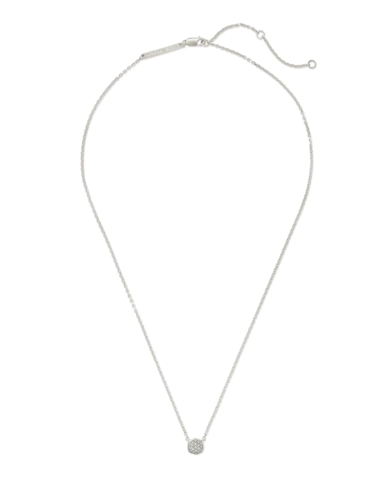 Davie Sterling Silver Pave Pendant Necklace In White Diamond 4 Davie Sterling Silver Pave Pendant Necklace In White Diamond - Image 2