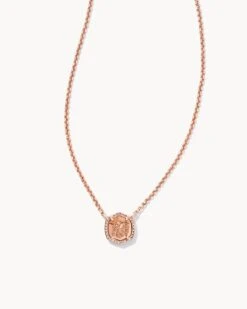 Davie Rose Gold Pendant Necklace In Rose Gold Drusy