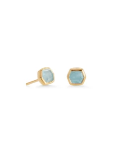 Davie 18k Gold Vermeil Stud Earrings In Aquamarine