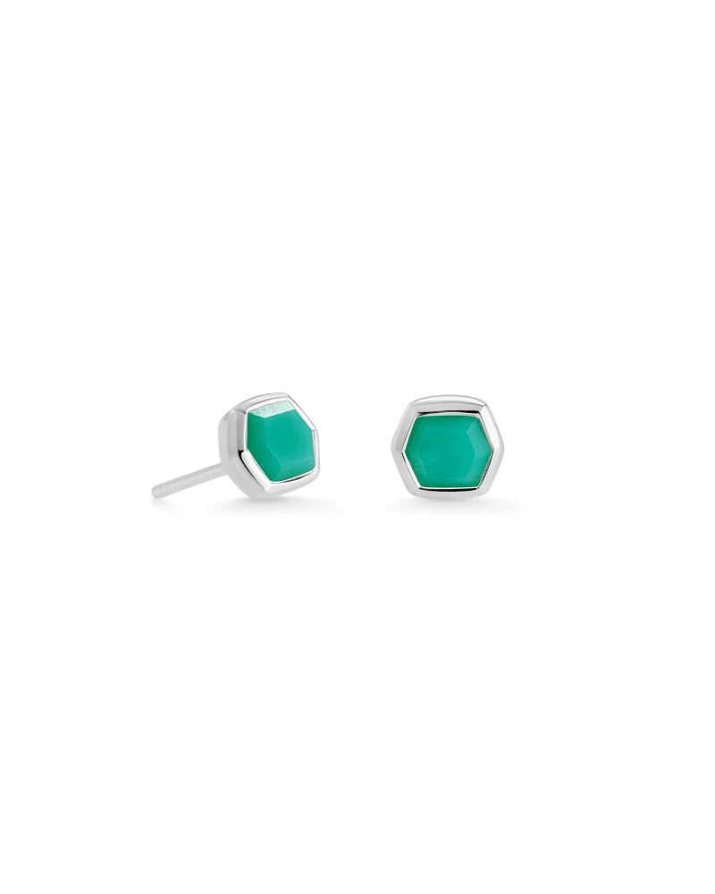 Davie Sterling Silver Stud Earrings In Chrysoprase 3 Davie Sterling Silver Stud Earrings In Chrysoprase