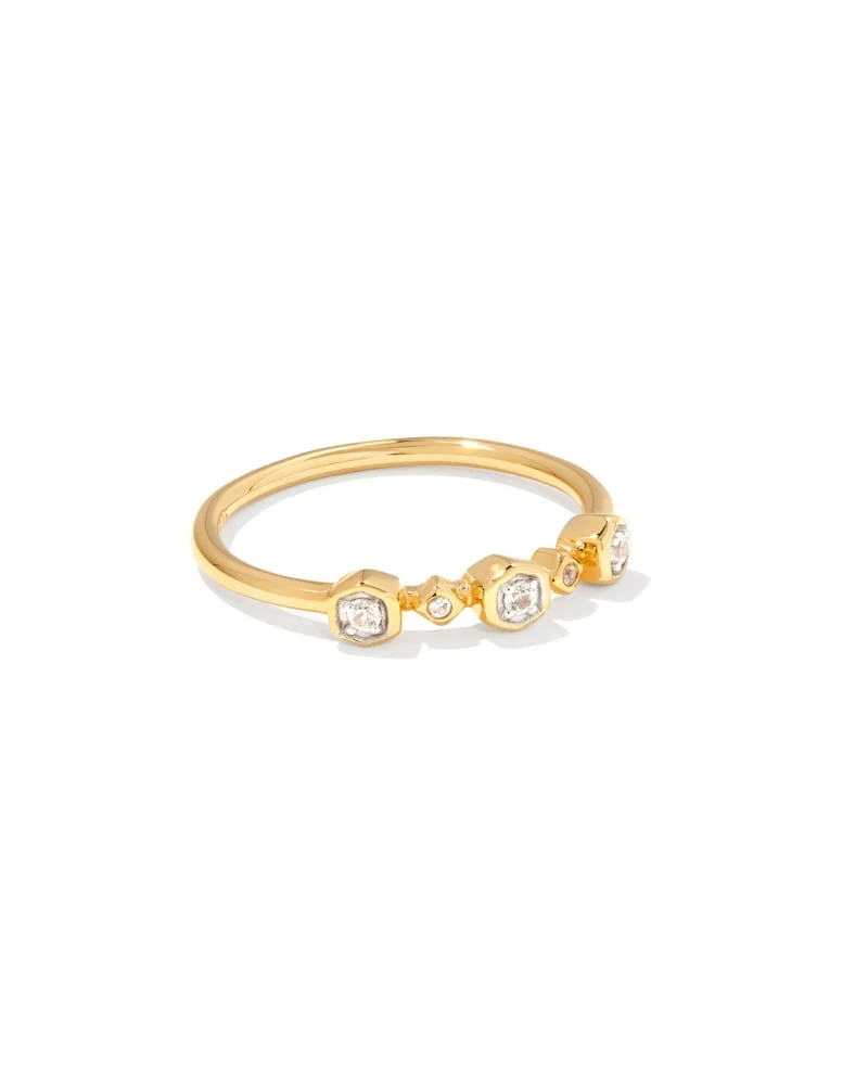 Davie 18k Gold Vermeil Trio Band Ring In White Sapphire 3 Davie 18k Gold Vermeil Trio Band Ring In White Sapphire