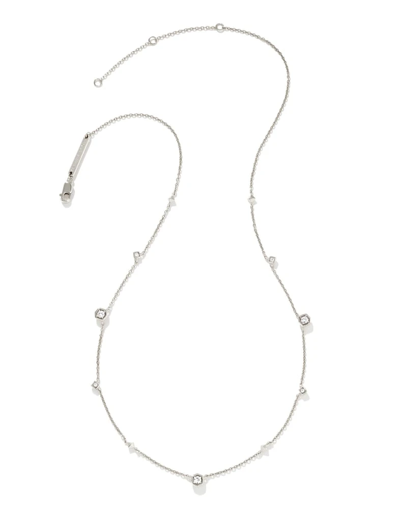 Davie Sterling Silver Trio Strand Necklace In White Sapphire 3 Davie Sterling Silver Trio Strand Necklace In White Sapphire