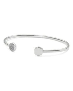 Davis Sterling Silver Cuff Bracelet In White Diamond