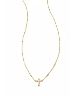 Delicate Cross Pendant Necklace In 14k Yellow Gold