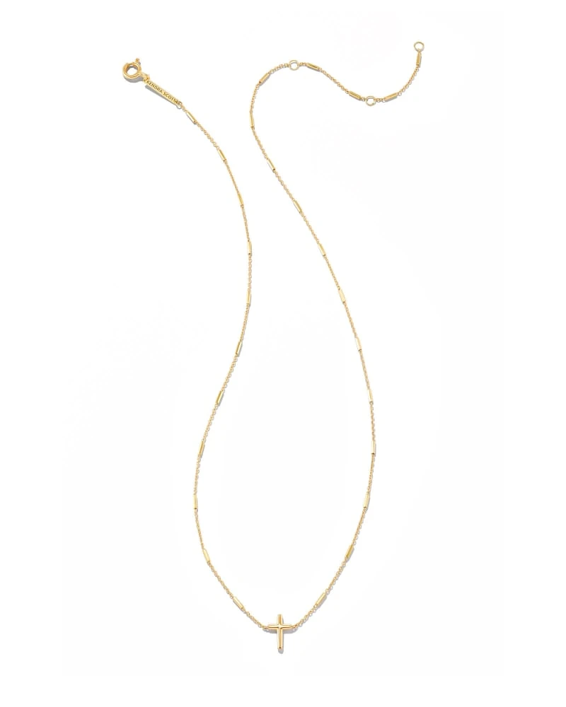 Delicate Cross Pendant Necklace In 14k Yellow Gold 5 Delicate Cross Pendant Necklace In 14k Yellow Gold - Image 3