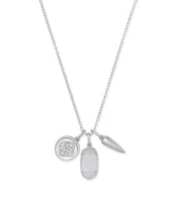 Dira Silver Convertible Coin Charm Necklace In Slate Cats Eye Glass