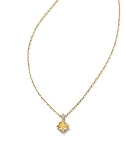 20th Anniversary Dira 14k Yellow Gold Cushion Cut Pendant Necklace In Yellow Lab Grown Diamond