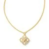 Dira Stone Gold Short Pendant Necklace In Ivory Mix 2 Dira Stone Gold Short Pendant Necklace In Ivory Mix -Kendra Scott Jewelry Store kendra scott dira stone short pendant necklace gold ivory opal 00