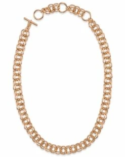 18 Inch Double Chain Link Necklace In Rose Gold