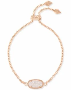 Elaina Rose Gold Adjustable Chain Bracelet In Iridescent Drusy