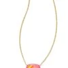 Elisa Gold Enamel Framed Short Pendant Necklace In Sunset Ombre Illusion -Kendra Scott Jewelry Store kendra scott elisa enamel frame short pendant necklace gold sunset ombre illusion 00