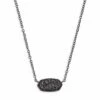 Elisa Pendant Necklace In Black Drusy -Kendra Scott Jewelry Store kendra scott elisa gunmetal pendant necklace in black drusy 00 default lg