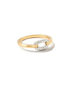 Elisa 14k Yellow Gold Interlocking Band Ring In White Diamond