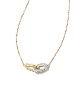 Elisa 14k Yellow Gold Interlocking Pendant Necklace In White Diamond