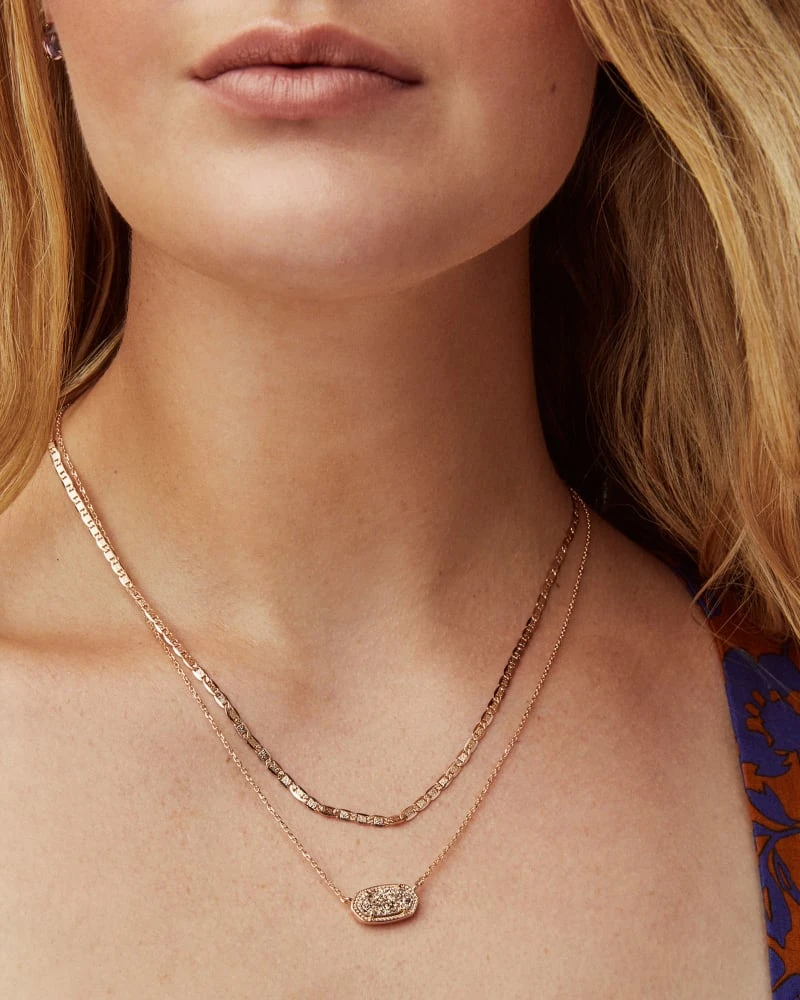 Elisa Rose Gold Multi Strand Necklace In Rose Gold Drusy 4 Elisa Rose Gold Multi Strand Necklace In Rose Gold Drusy - Image 2