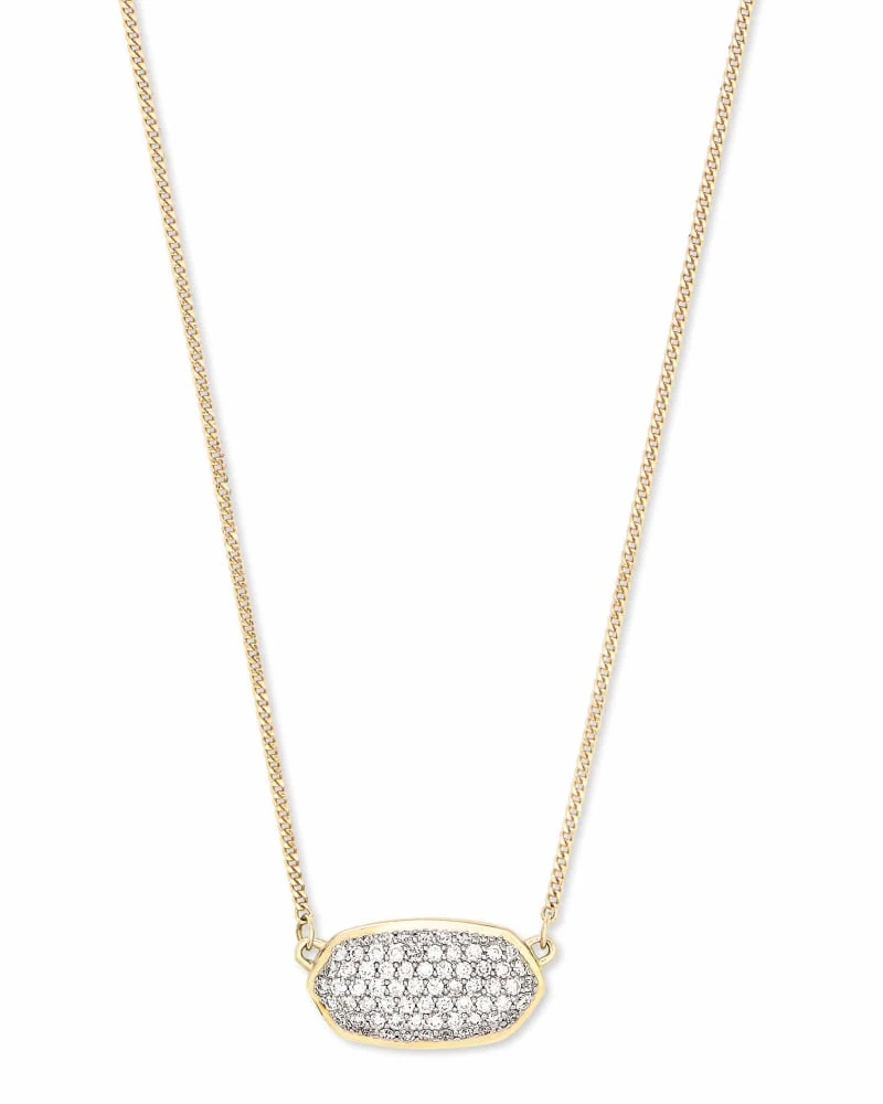 Elisa Pendant Necklace In Pave Diamond And 14k Yellow Gold 6 Elisa Pendant Necklace In Pave Diamond And 14k Yellow Gold - Image 4